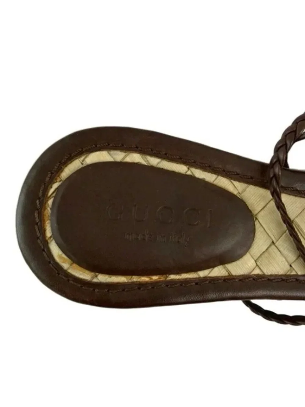 Gucci Y2k Era Sandals Leather Flat Square Toe Lace-up Braided Brown